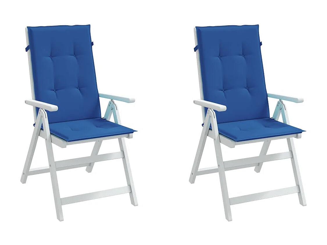 Coussins de chaise de jardin à dossier haut lot de 2 bleu royal