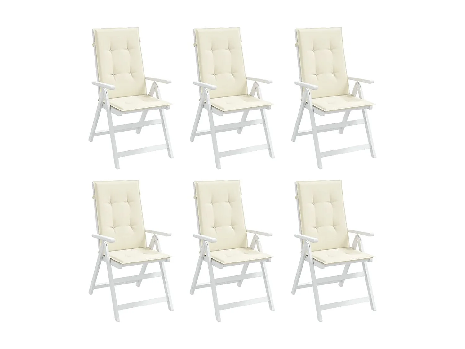 Coussins de chaise de jardin dossier haut lot de 6 crème tissu