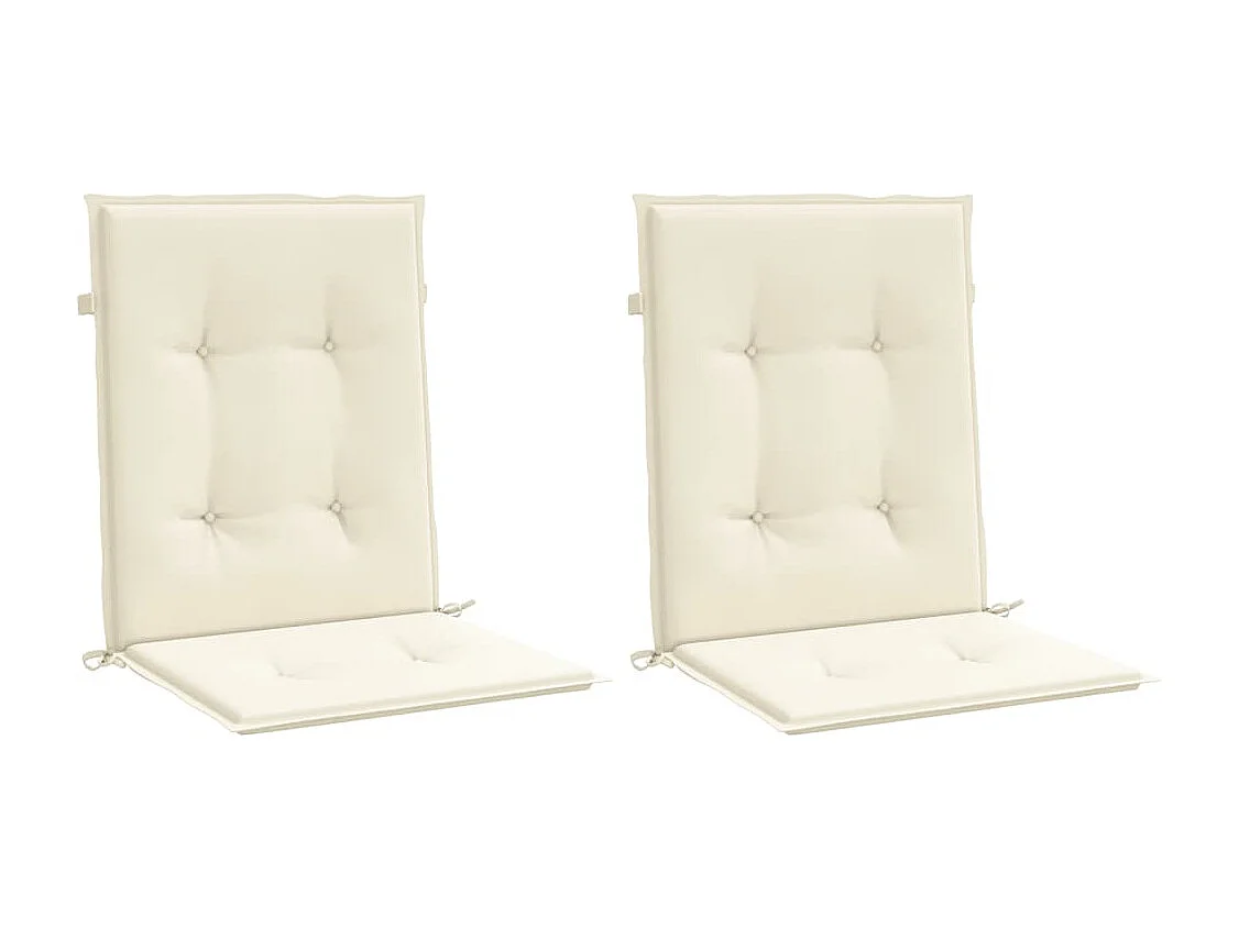 Coussins de chaise de jardin à dossier bas lot de 2 crème