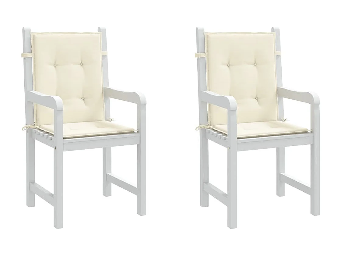 Coussins de chaise de jardin à dossier bas lot de 2 crème