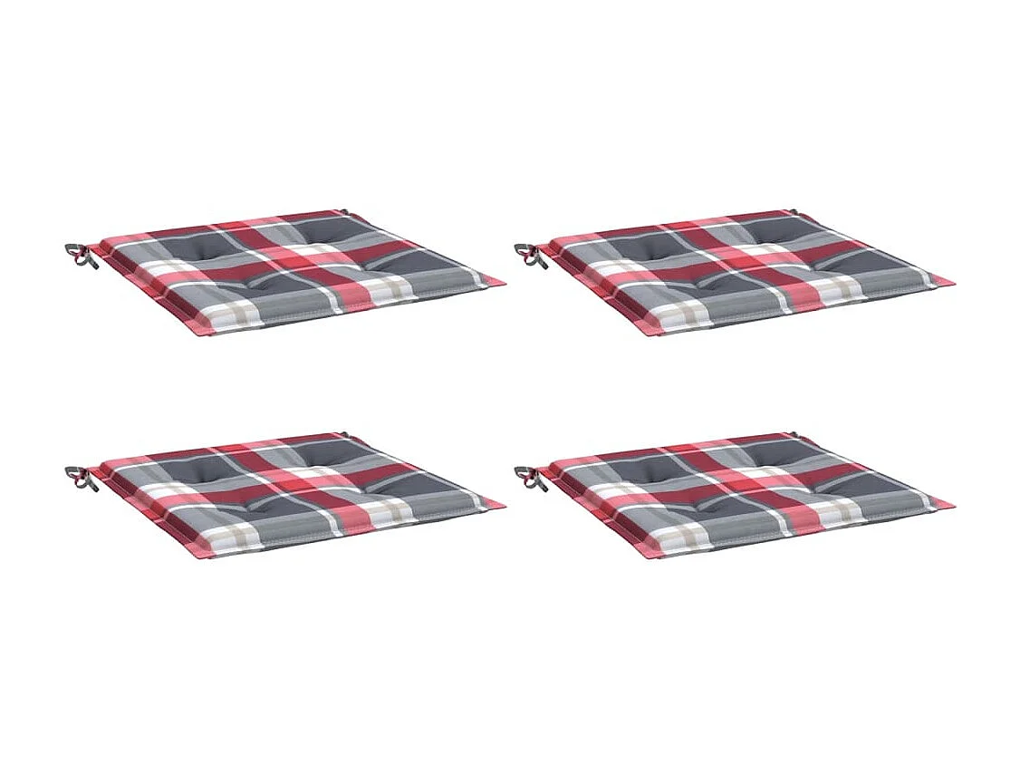 Coussins de chaise de jardin 4 pièces carreaux rouges 50x50x3 cm