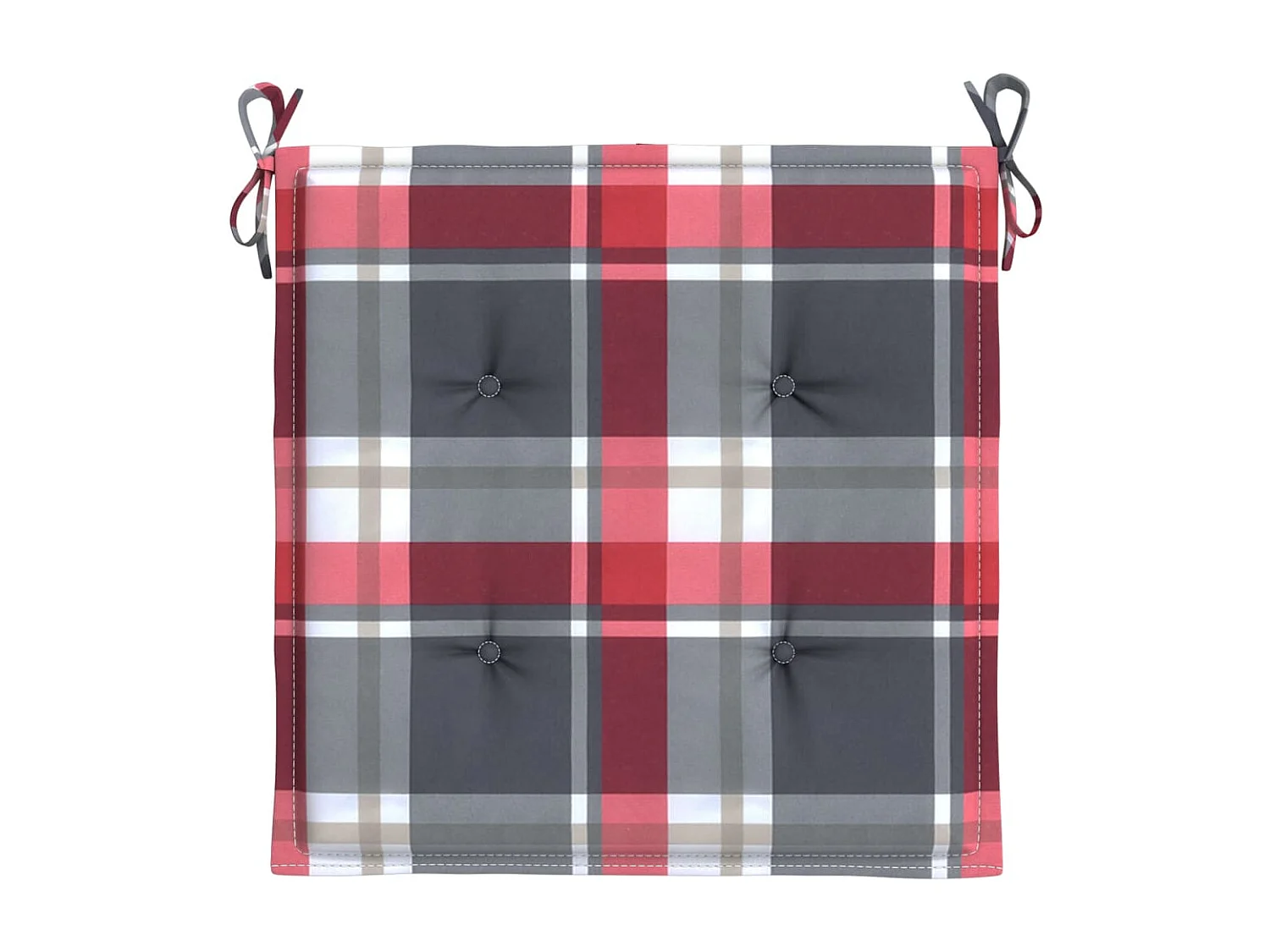 Coussins de chaise de jardin 4 pièces carreaux rouges 50x50x3 cm