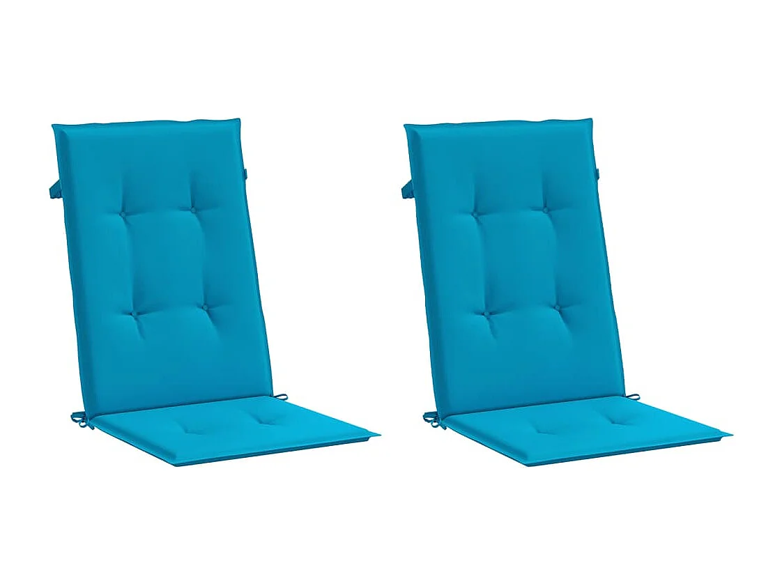 Coussins de chaise de jardin à dossier haut lot de 2 bleu tissu