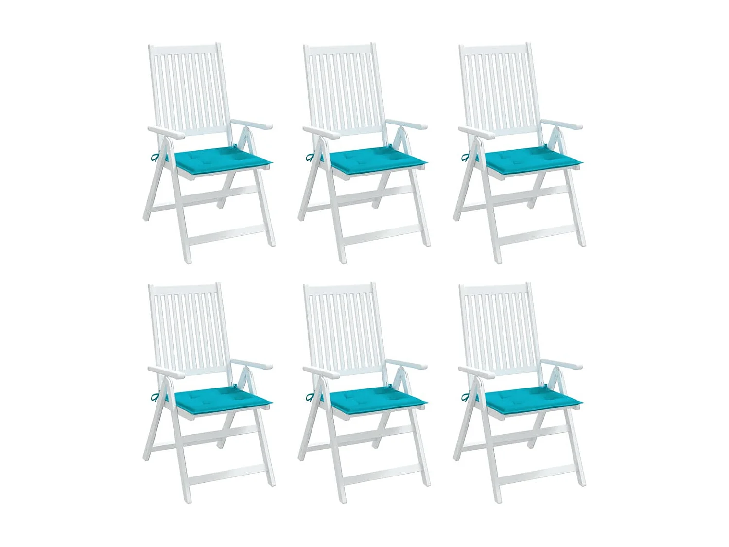 Coussins de chaise de jardin lot de 6 turquoise 50x50x3cm tissu