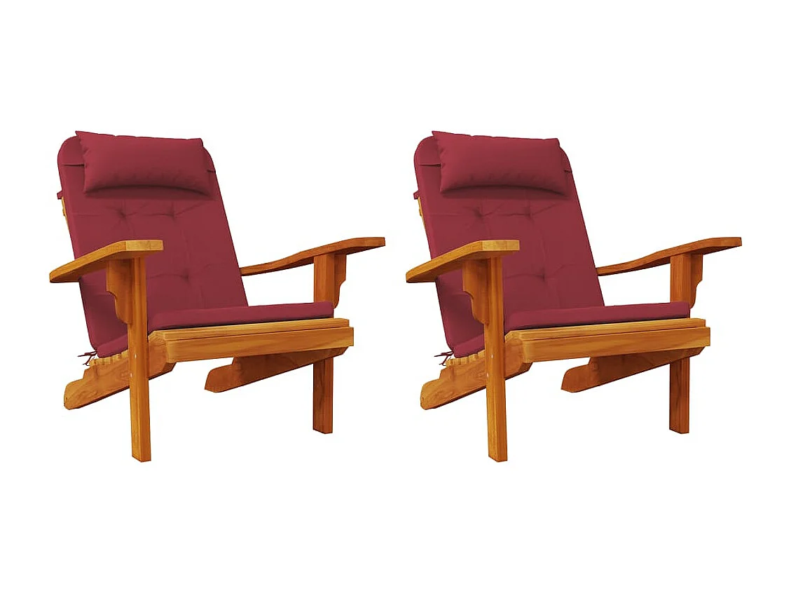 Cojines para silla Adirondack 2 unidades tela Oxford rojo tinto