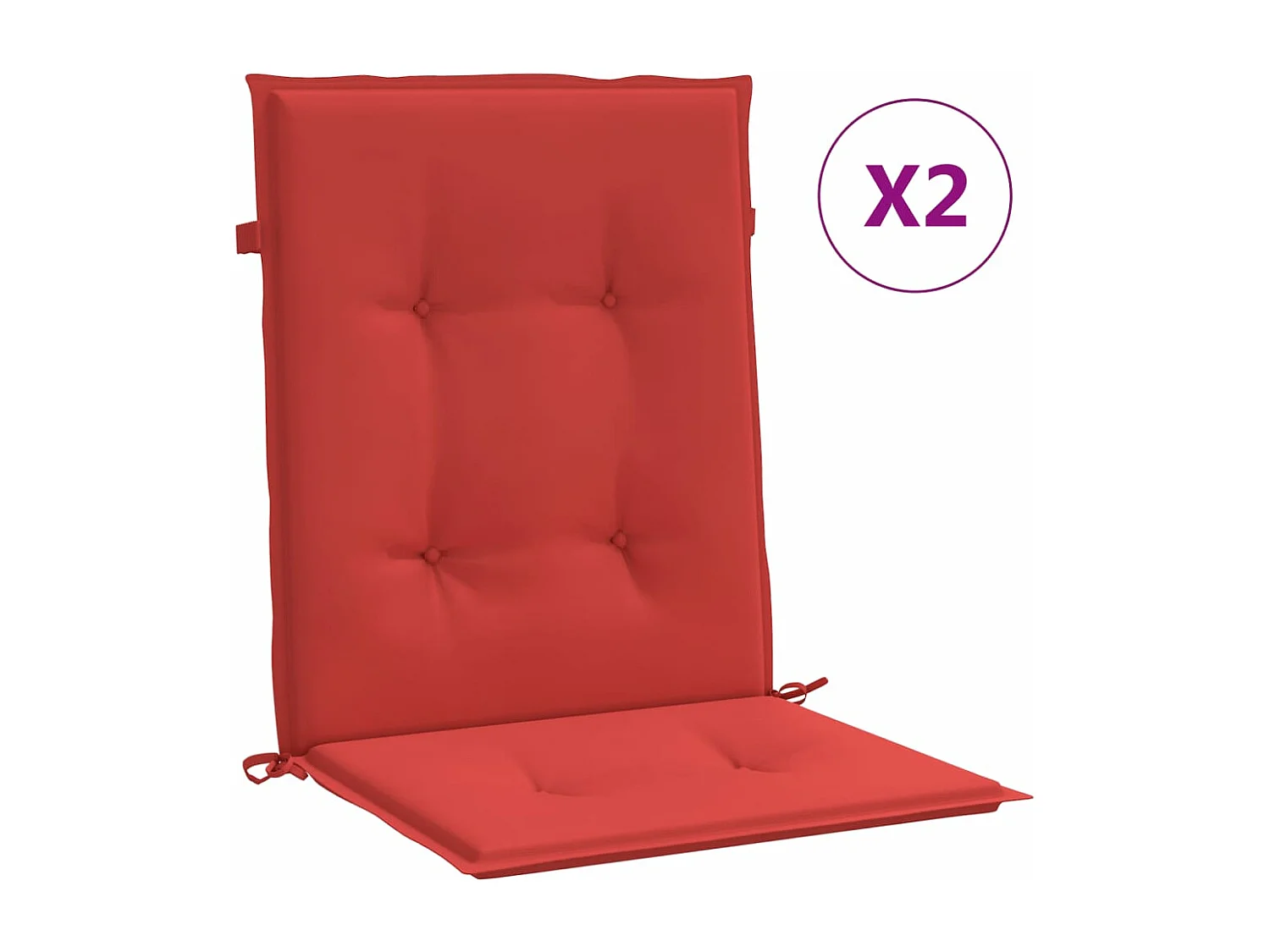 Coussins de chaise de jardin à dossier bas lot de 2 rouge