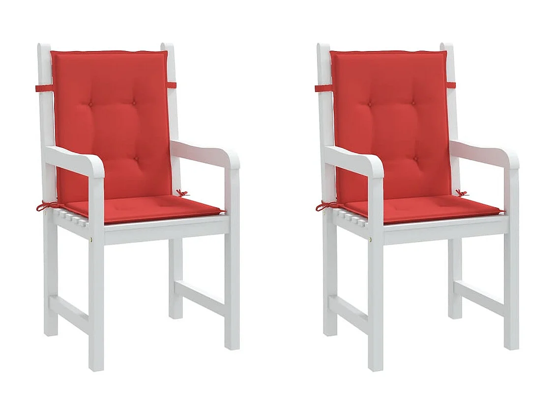 Coussins de chaise de jardin à dossier bas lot de 2 rouge