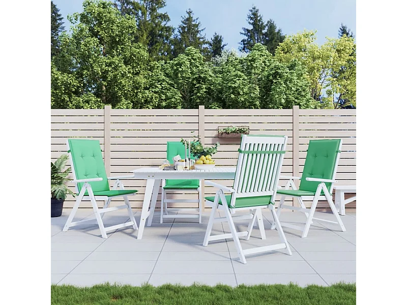 Coussins de chaise de jardin à dossier haut lot de 4 vert tissu