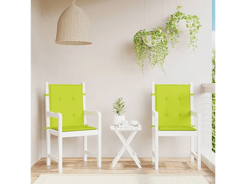Coussins de chaise de jardin à dossier bas lot de 2 vert vif