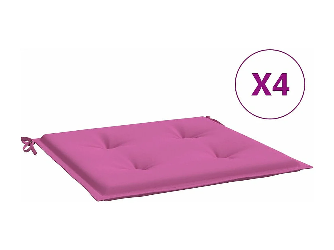 Coussins de chaise de jardin lot de 4 rose 50x50x3 cm tissu