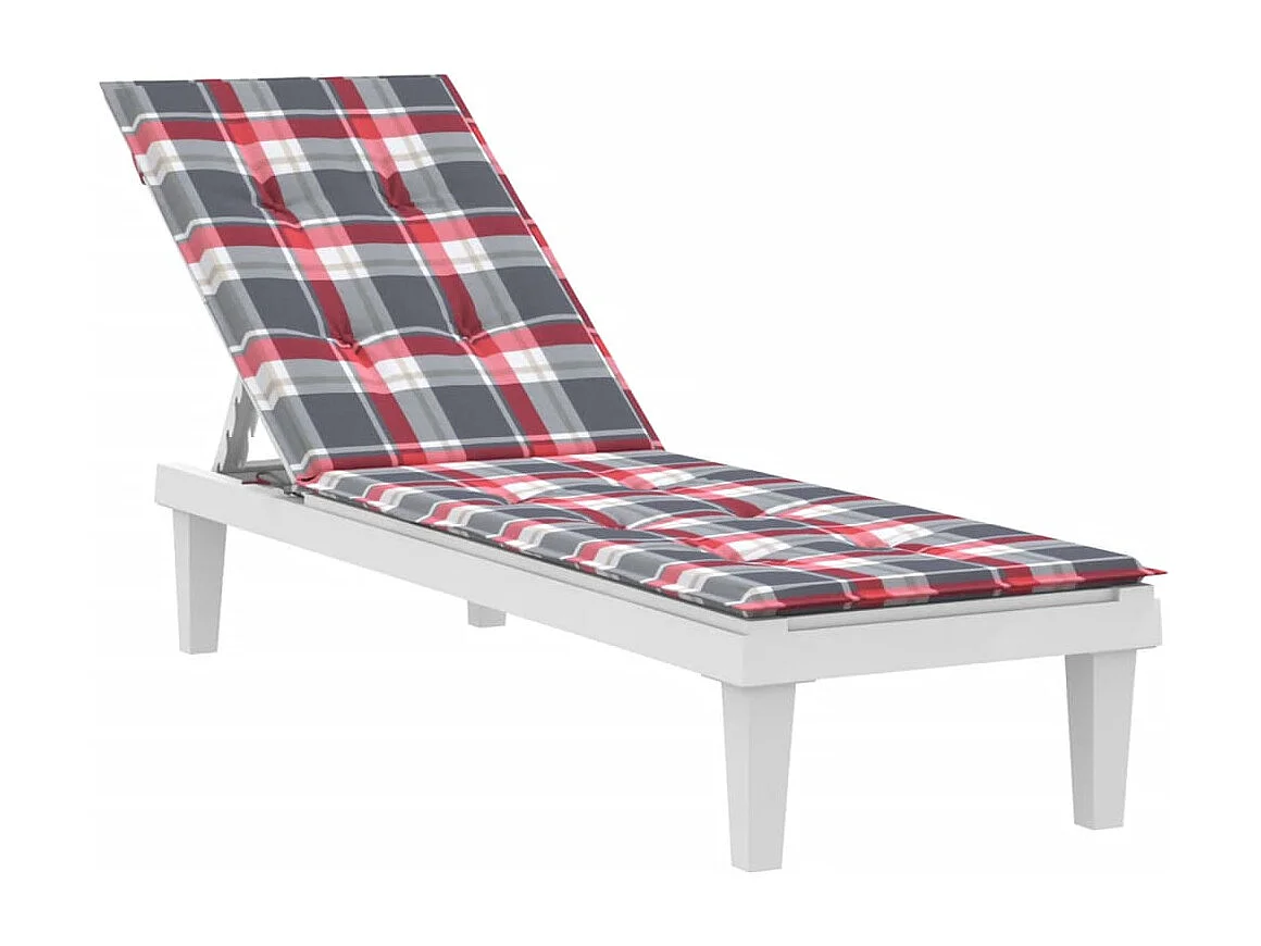 Coussin de chaise de terrasse carreaux rouge (75+105)x50x3 cm