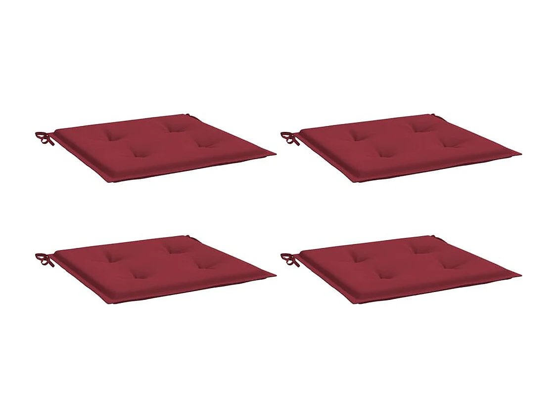 Coussins de chaise de jardin 4 pièces rouge bordeaux 50x50x3 cm
