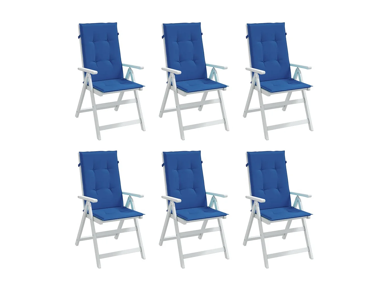 Coussins de chaise de jardin à dossier haut lot de 6 bleu royal