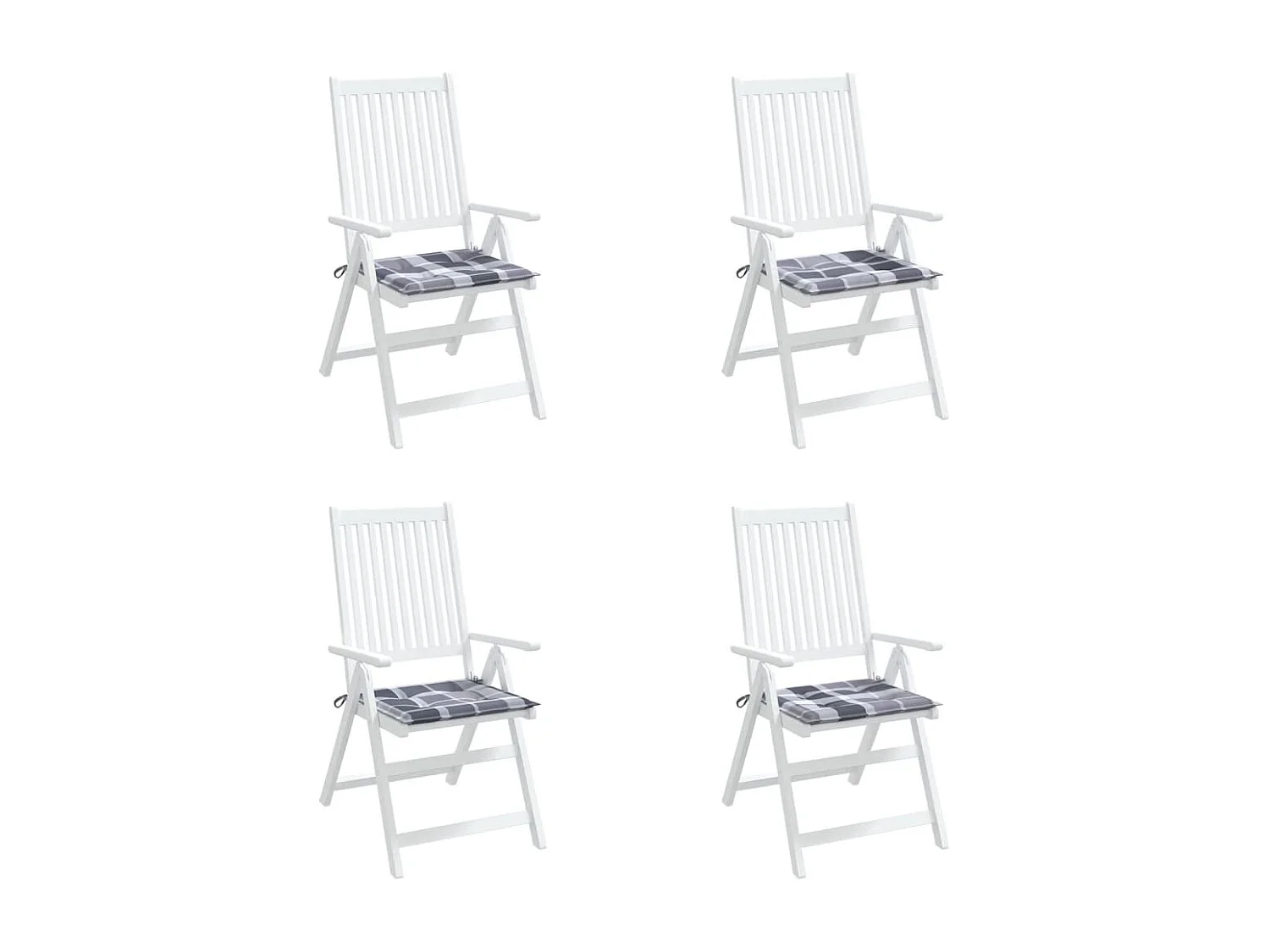Cojines de silla de jardín 4 unidades tela a cuadros gris 50x50x3 cm