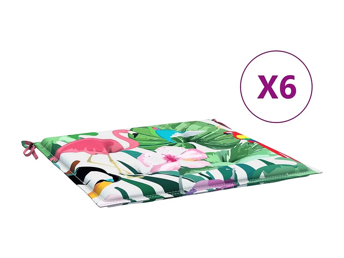 Coussins de chaise de jardin lot de 6 multicolore 40x40x3 cm