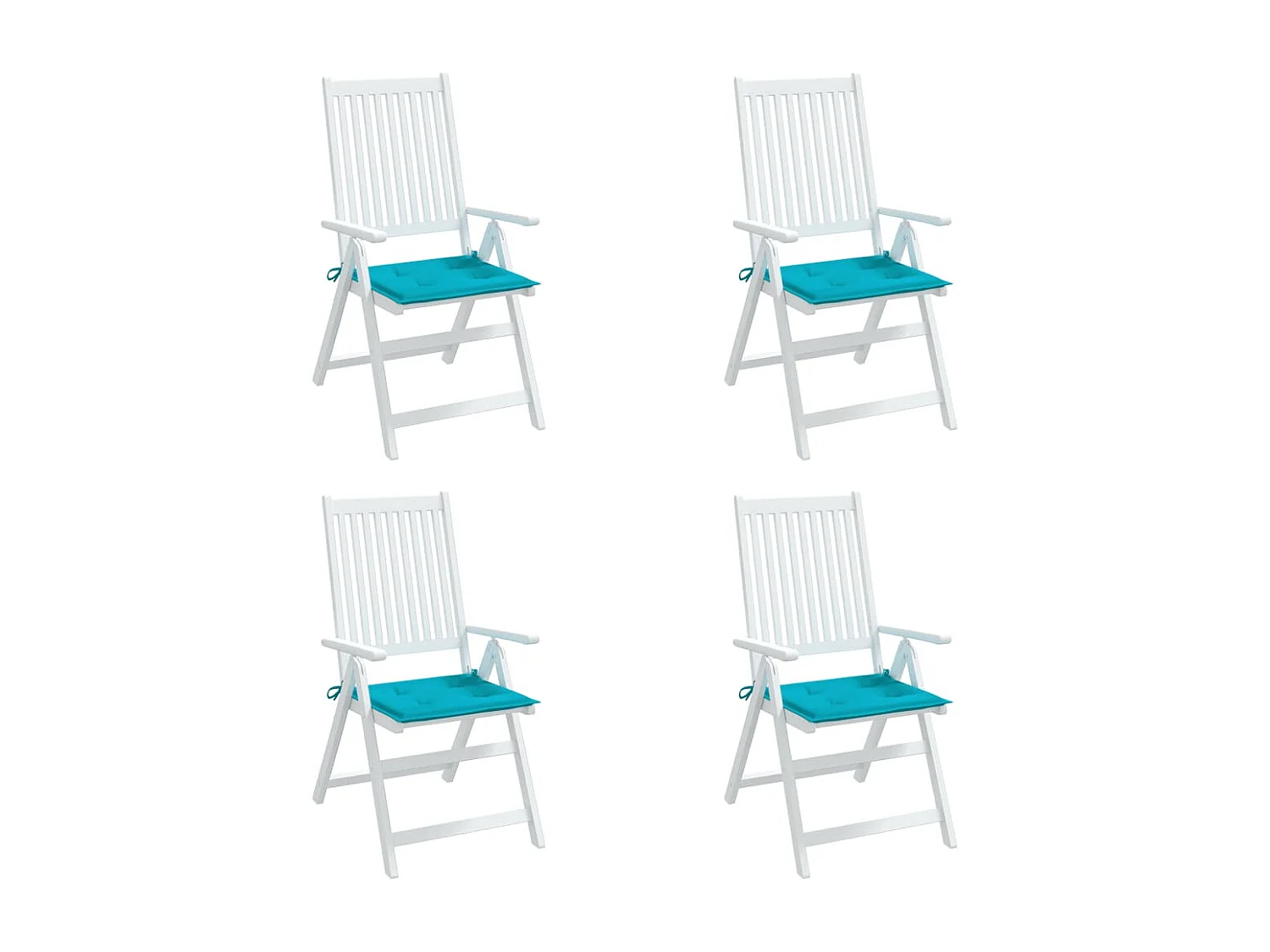 Coussins de chaise de jardin lot de 4 turquoise 50x50x3cm tissu