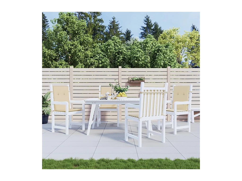 Coussins de chaise de jardin à dossier bas lot de 4 beige