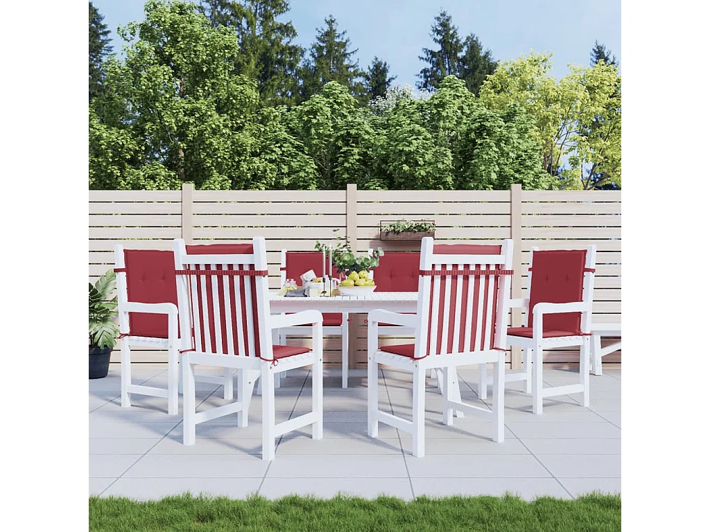 Cojín silla jardín respaldo bajo 6 unidades tela Oxford rojo tinto