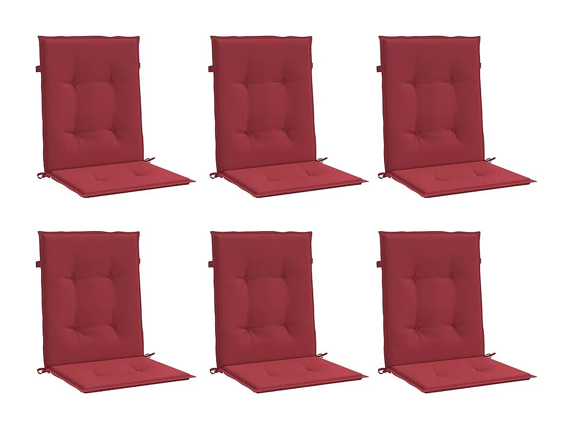 Cojín silla jardín respaldo bajo 6 unidades tela Oxford rojo tinto