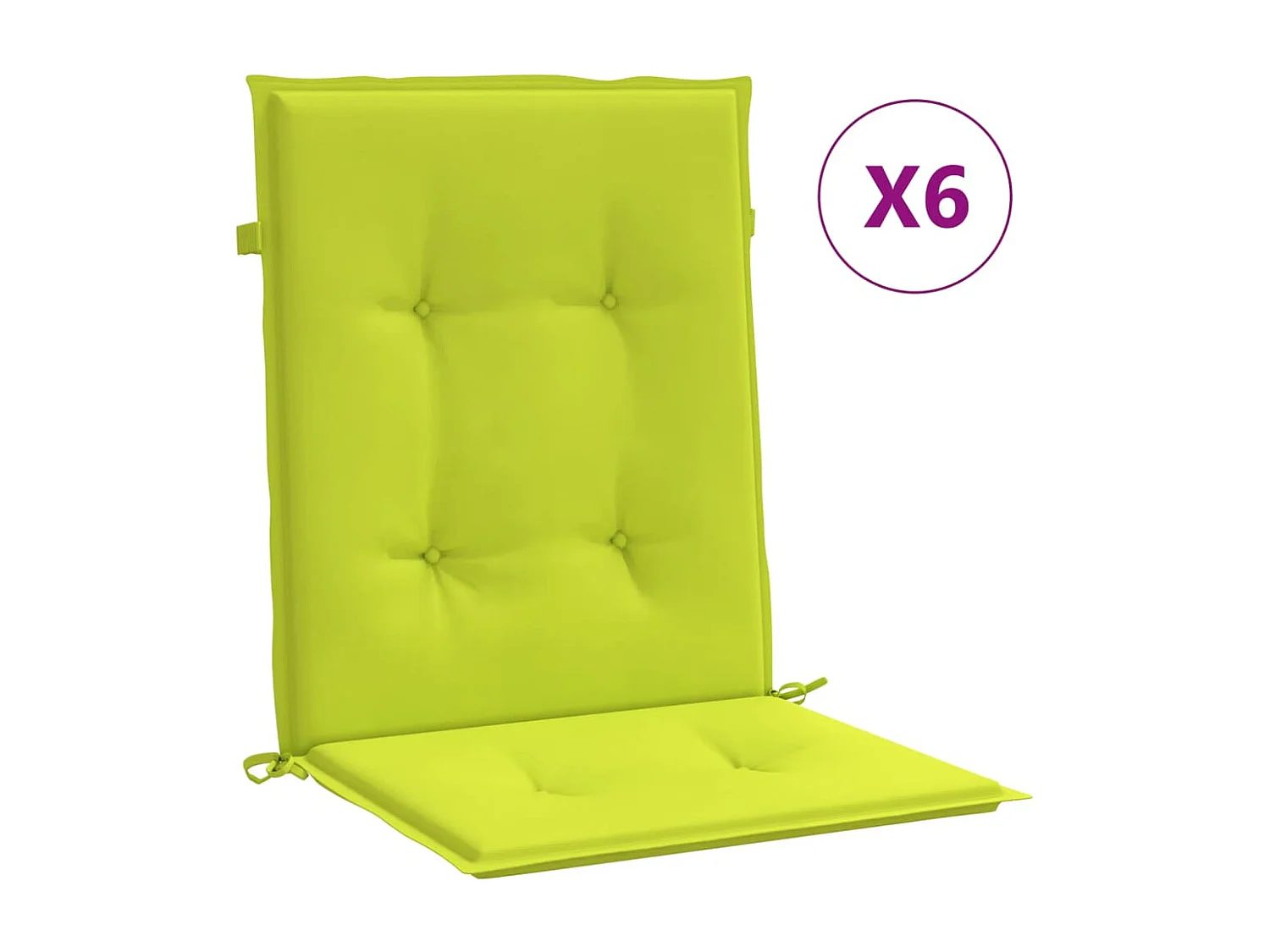 Coussins de chaise de jardin à dossier bas lot de 6 vert vif