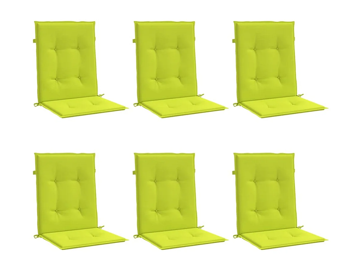 Coussins de chaise de jardin à dossier bas lot de 6 vert vif