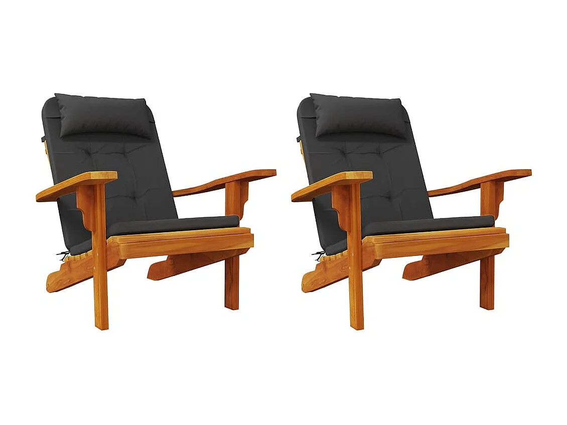 Stoelkussens 2 st Adirondack oxford stof zwart