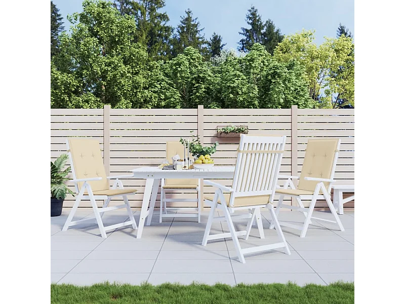 Cojín silla de jardín respaldo alto 4 unidades tela beige 120x50x3cm