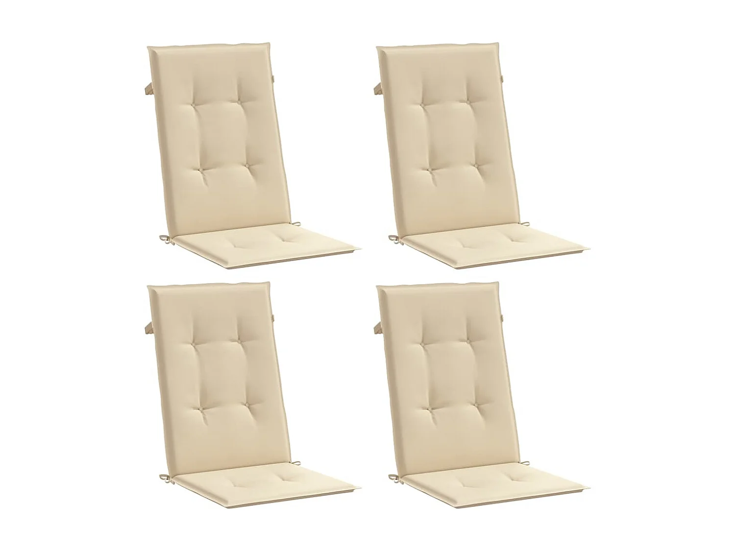 Coussins de chaise de jardin dossier haut lot de 4 beige tissu