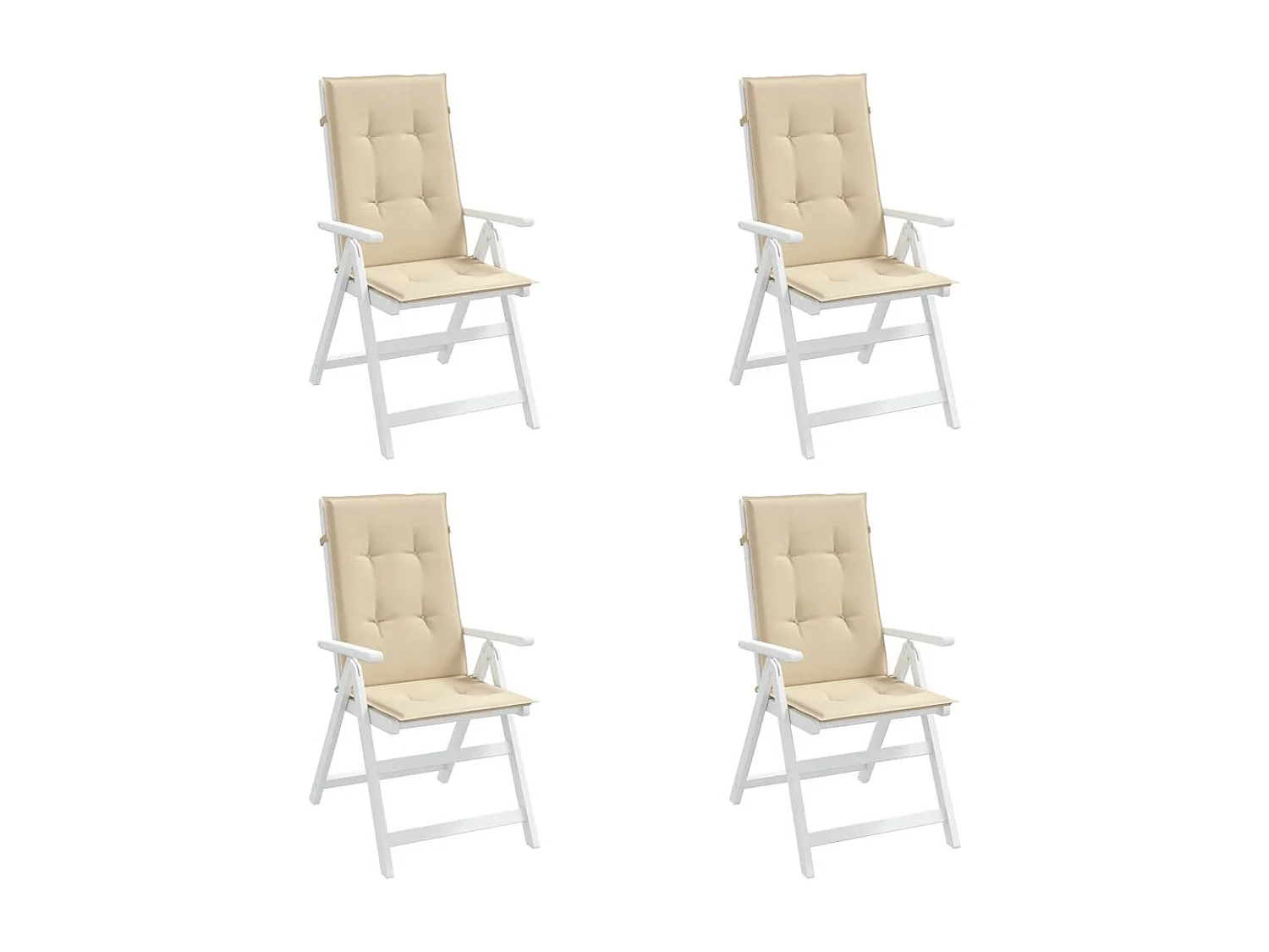 Coussins de chaise de jardin dossier haut lot de 4 beige tissu