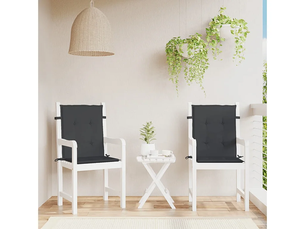 Coussins de chaise de jardin à dossier bas lot de 2 noir