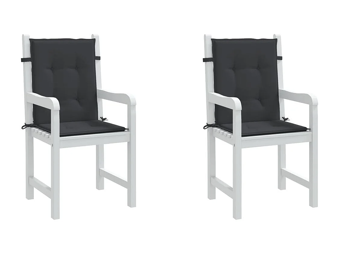 Coussins de chaise de jardin à dossier bas lot de 2 noir