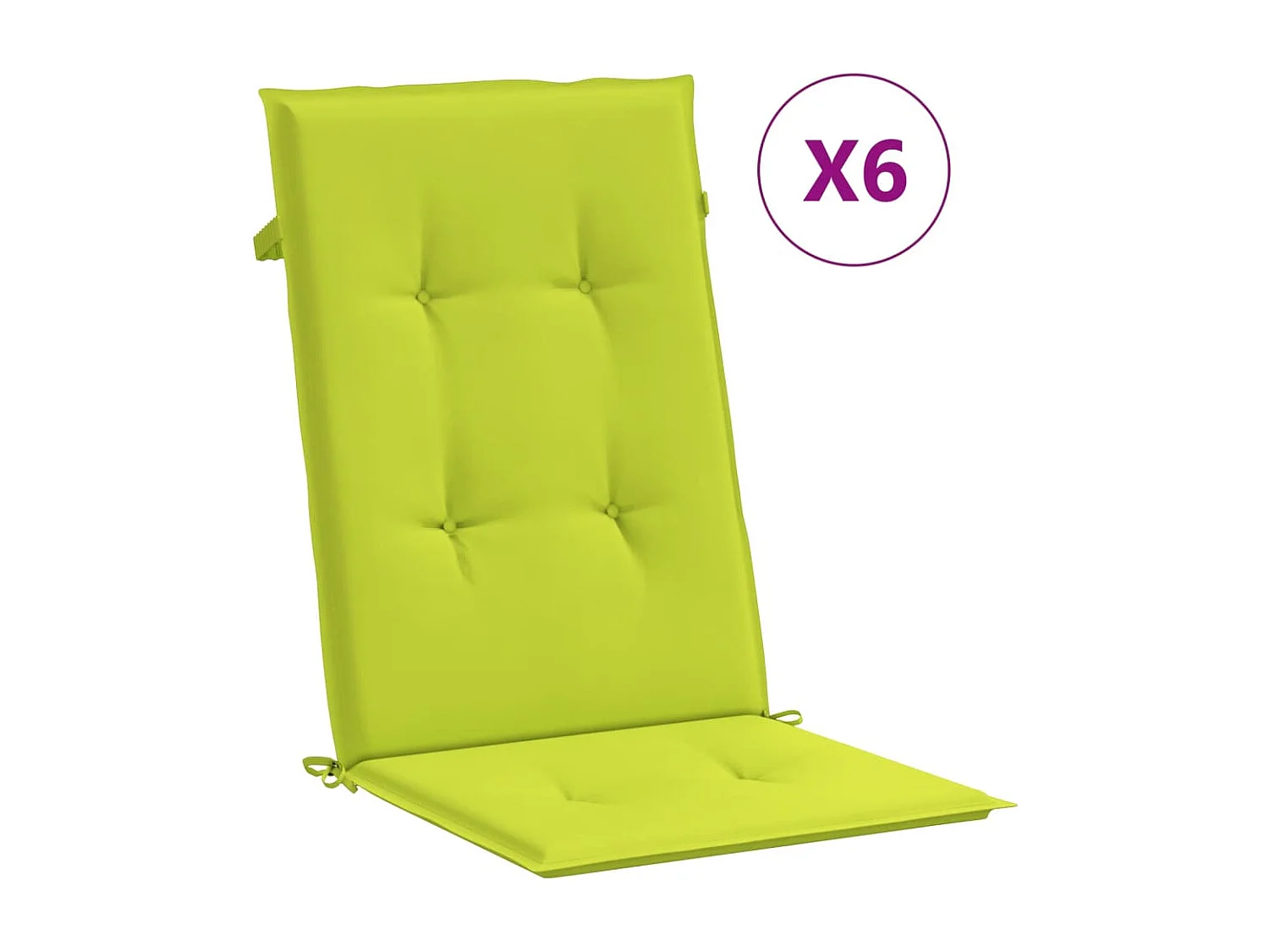Coussins de chaise de jardin à dossier haut lot de 6 vert vif