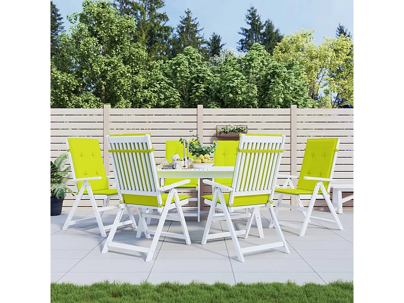 Coussins de chaise de jardin à dossier haut lot de 6 vert vif