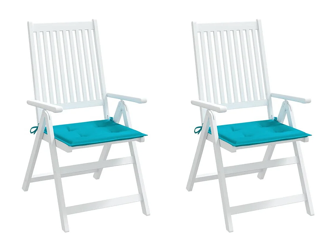 Coussins de chaise de jardin lot de 2 turquoise 40x40x3cm tissu