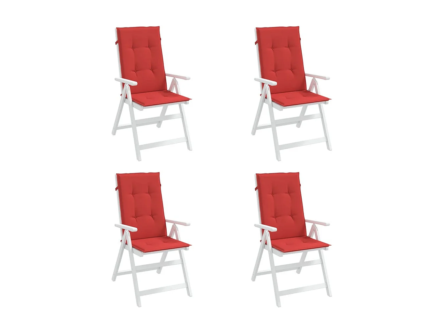 Coussins de chaise de jardin dossier haut lot de 4 rouge tissu