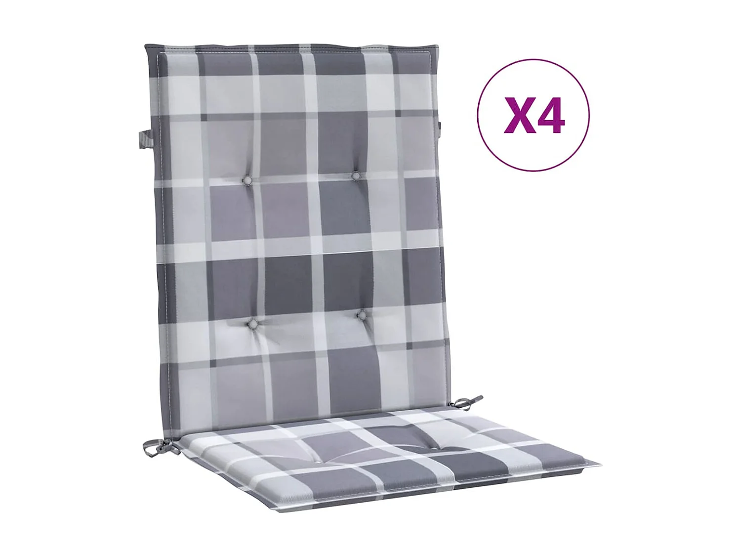 Almofadões lombares cadeiras jardim 4peças oxford xadrez cinza