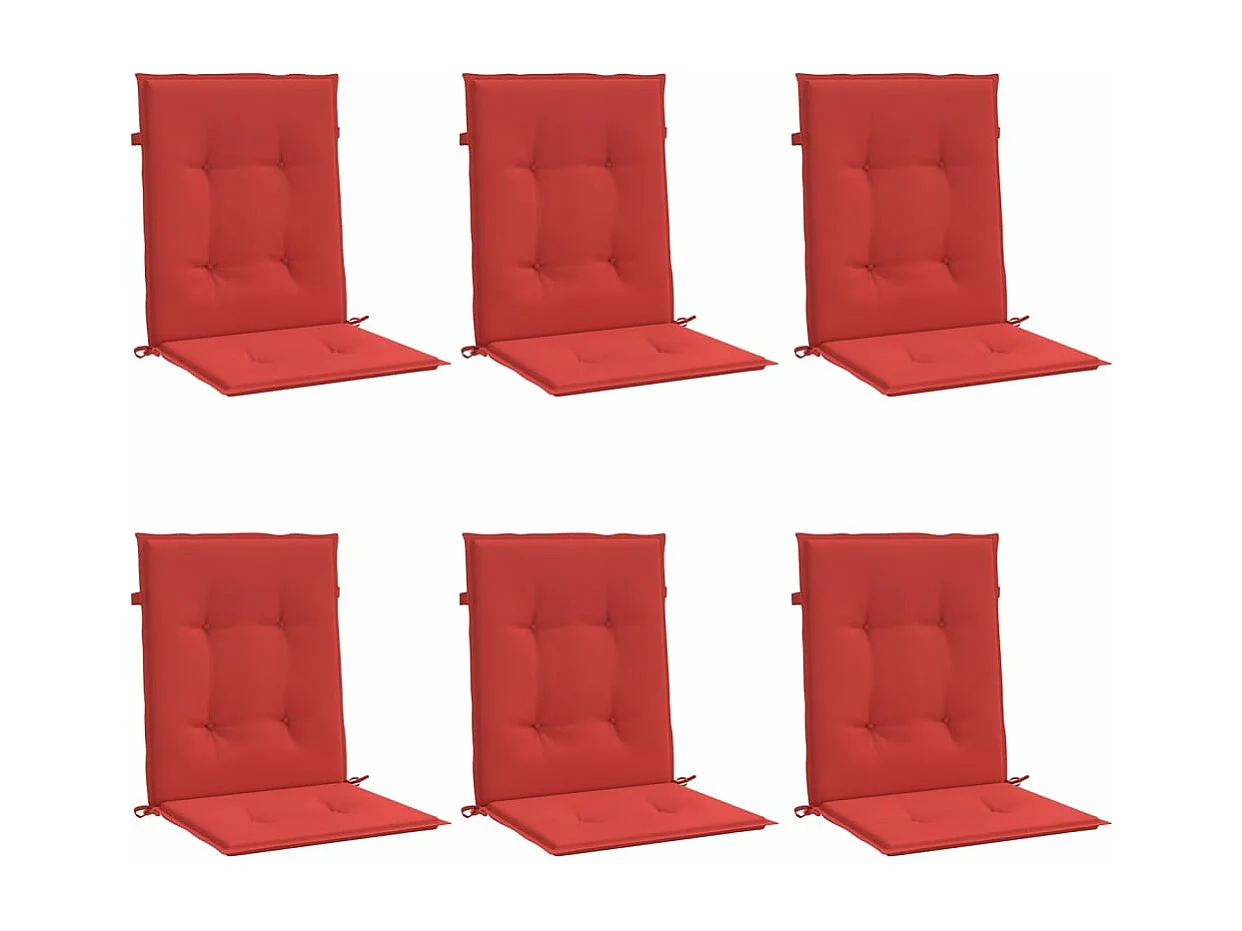 Coussins de chaise de jardin à dossier bas lot de 6 rouge