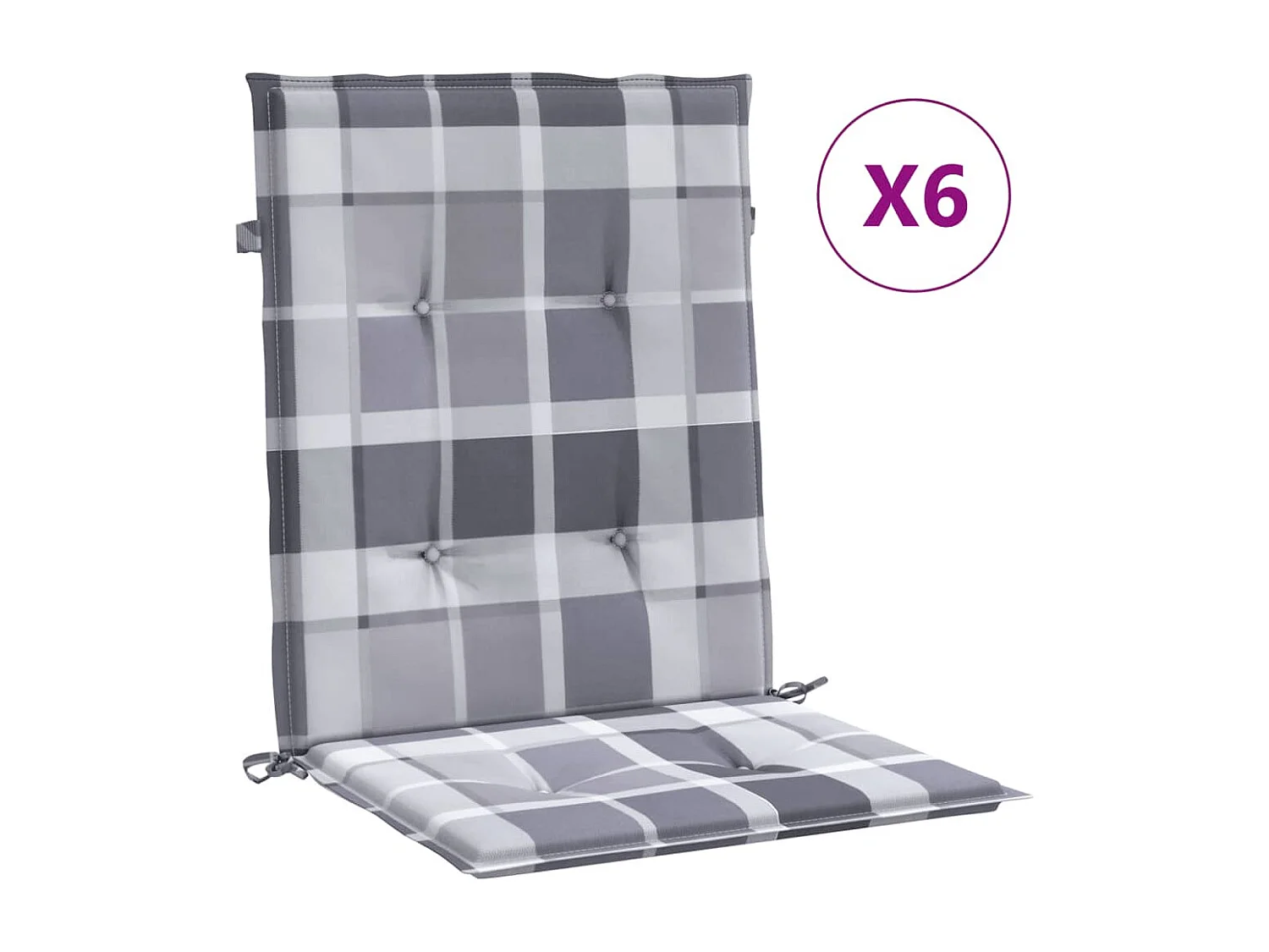 Coussins de chaise de jardin à dossier bas lot de 6