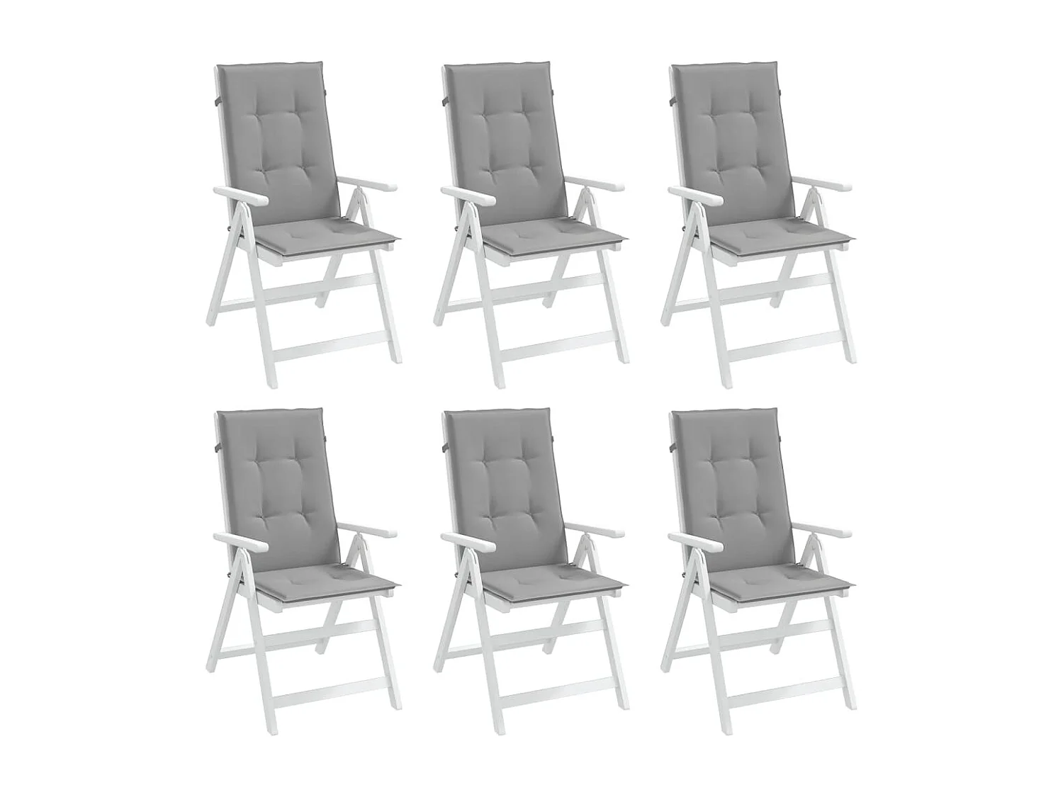 Coussins de chaise de jardin à dossier haut lot de 6 gris tissu