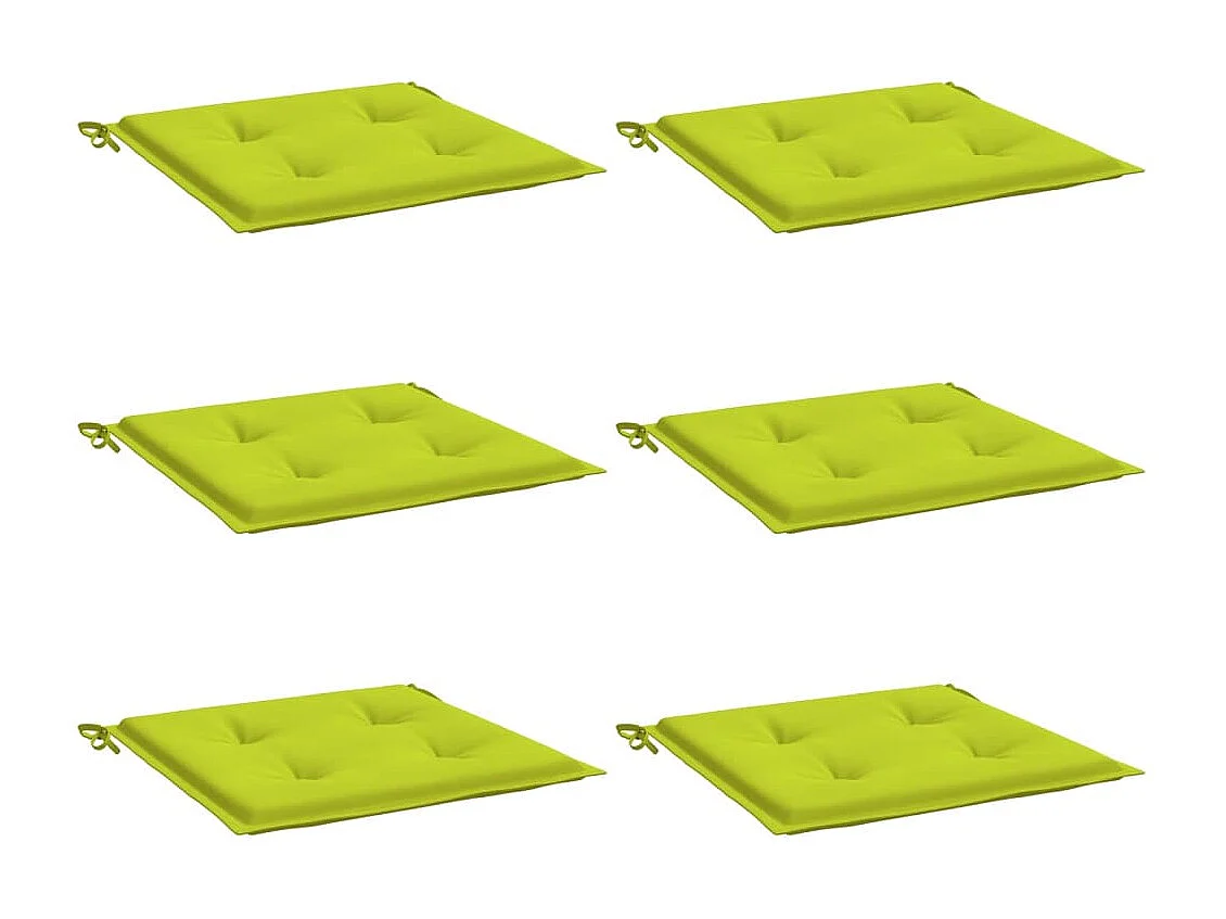 Coussins de chaise de jardin lot de 6 vert vif 40x40x3 cm