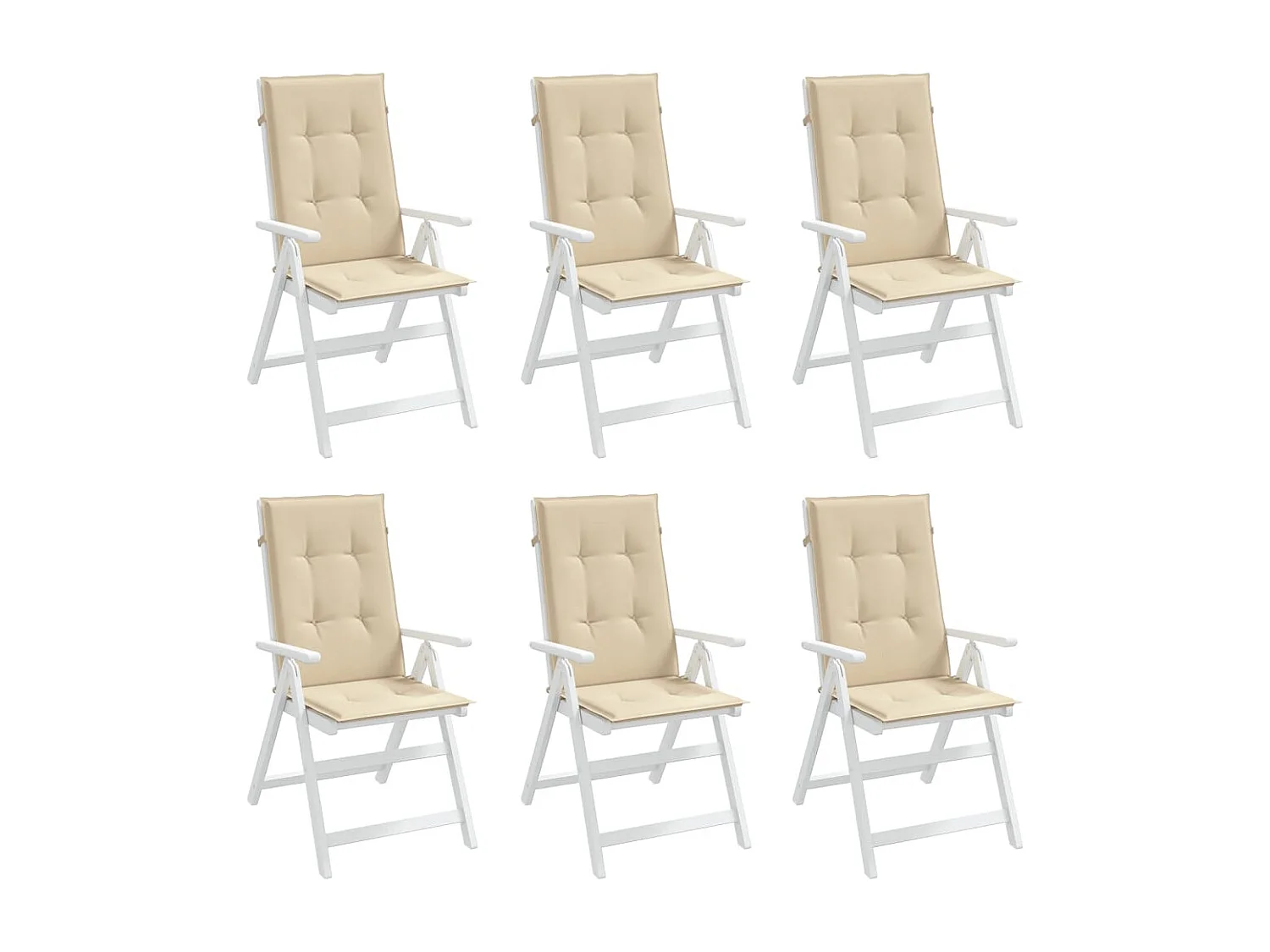 Coussins de chaise de jardin dossier haut lot de 6 beige tissu