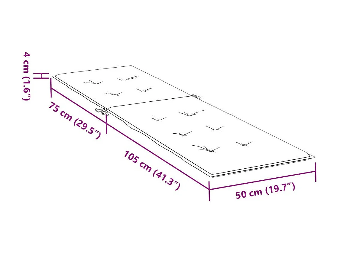 Almofadão para cadeira de terraço (75+105)x50x3cm bege