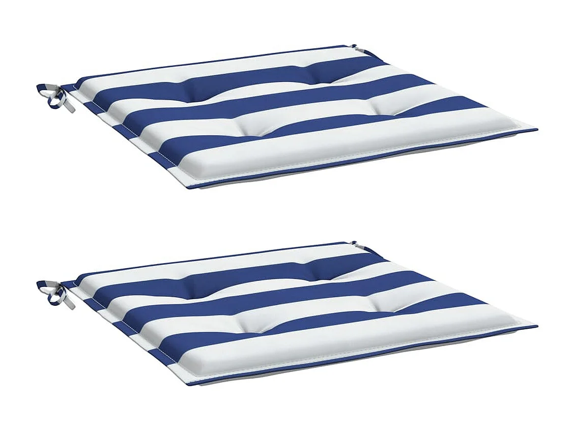 Almofadões para cadeira 2peças 50x50x3 cm tecido riscas azul/branco