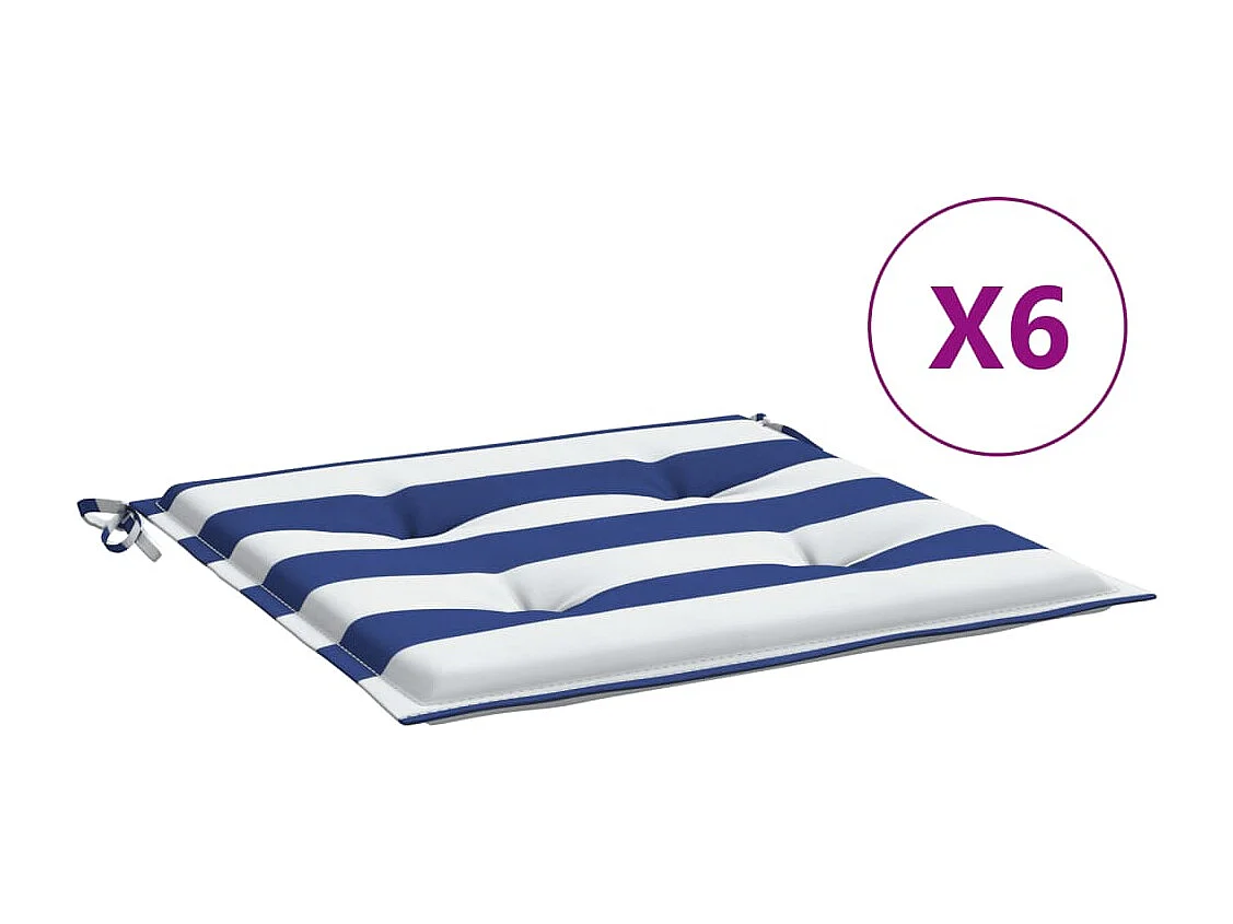 Almofadões para cadeira 2peças 50x50x3 cm tecido riscas azul/branco