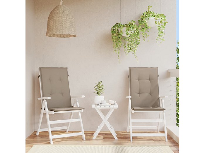 Cojín silla de jardín respaldo alto 2 unidades tela taupé 120x50x3cm