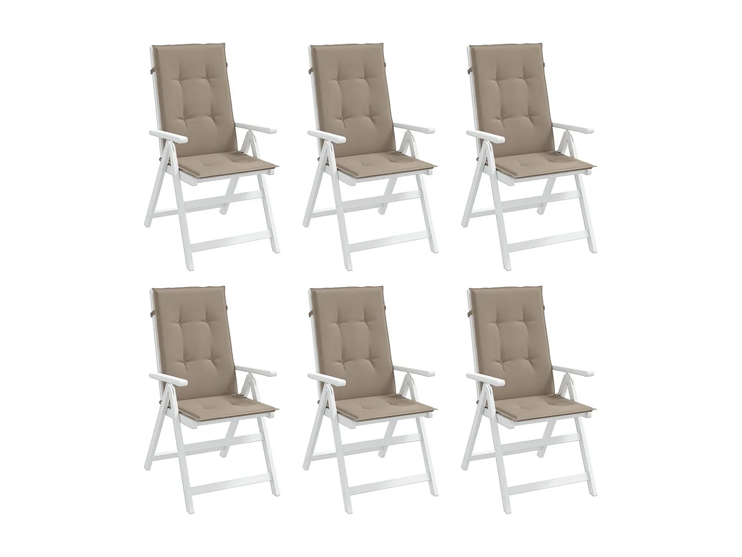 Coussins de chaise de jardin dossier haut lot de 6 taupe tissu