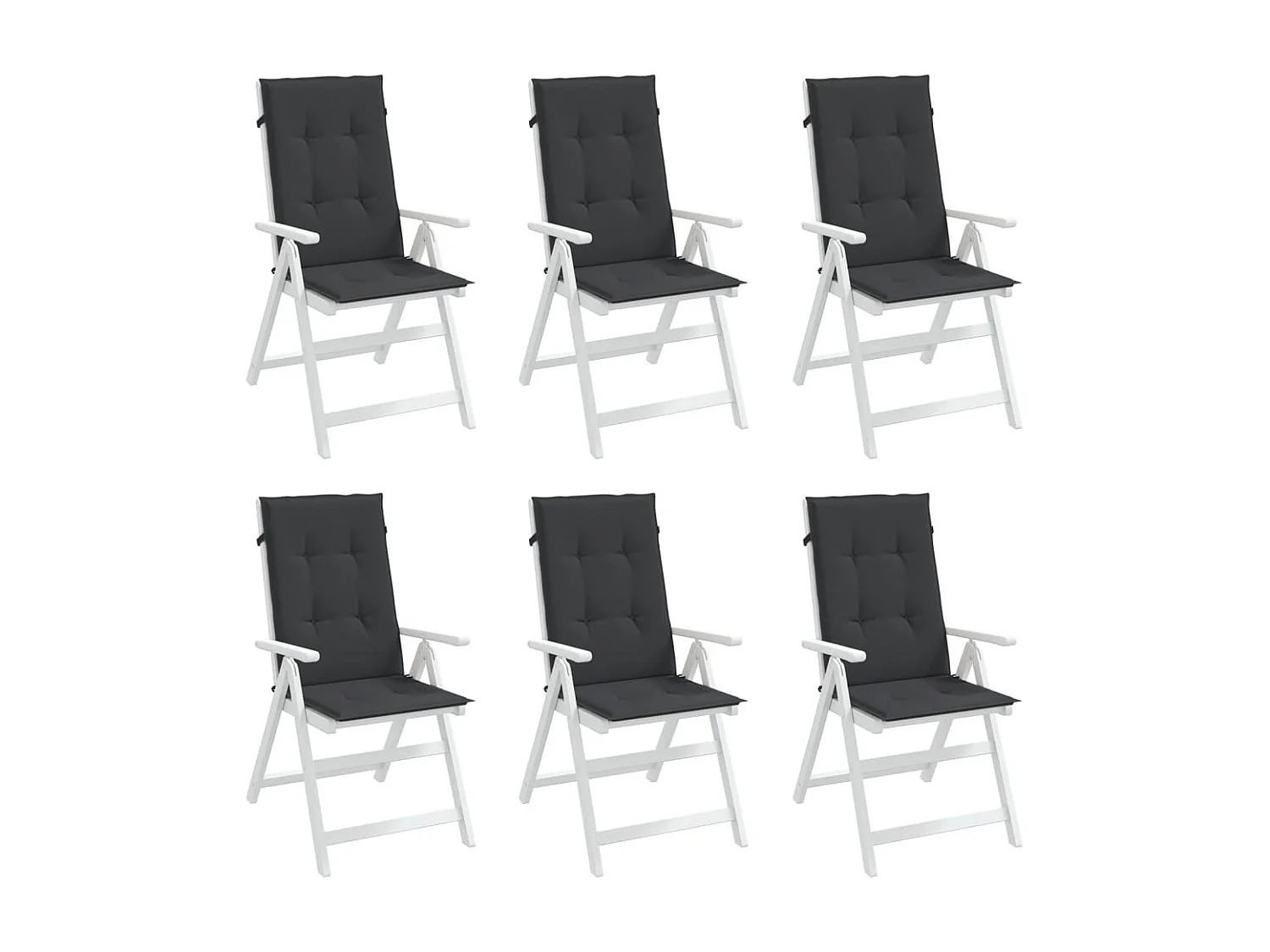 Coussins de chaise de jardin à dossier haut lot de 6 noir tissu