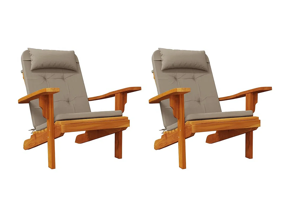 Coussins de chaise adirondack lot de 2 taupe tissu oxford