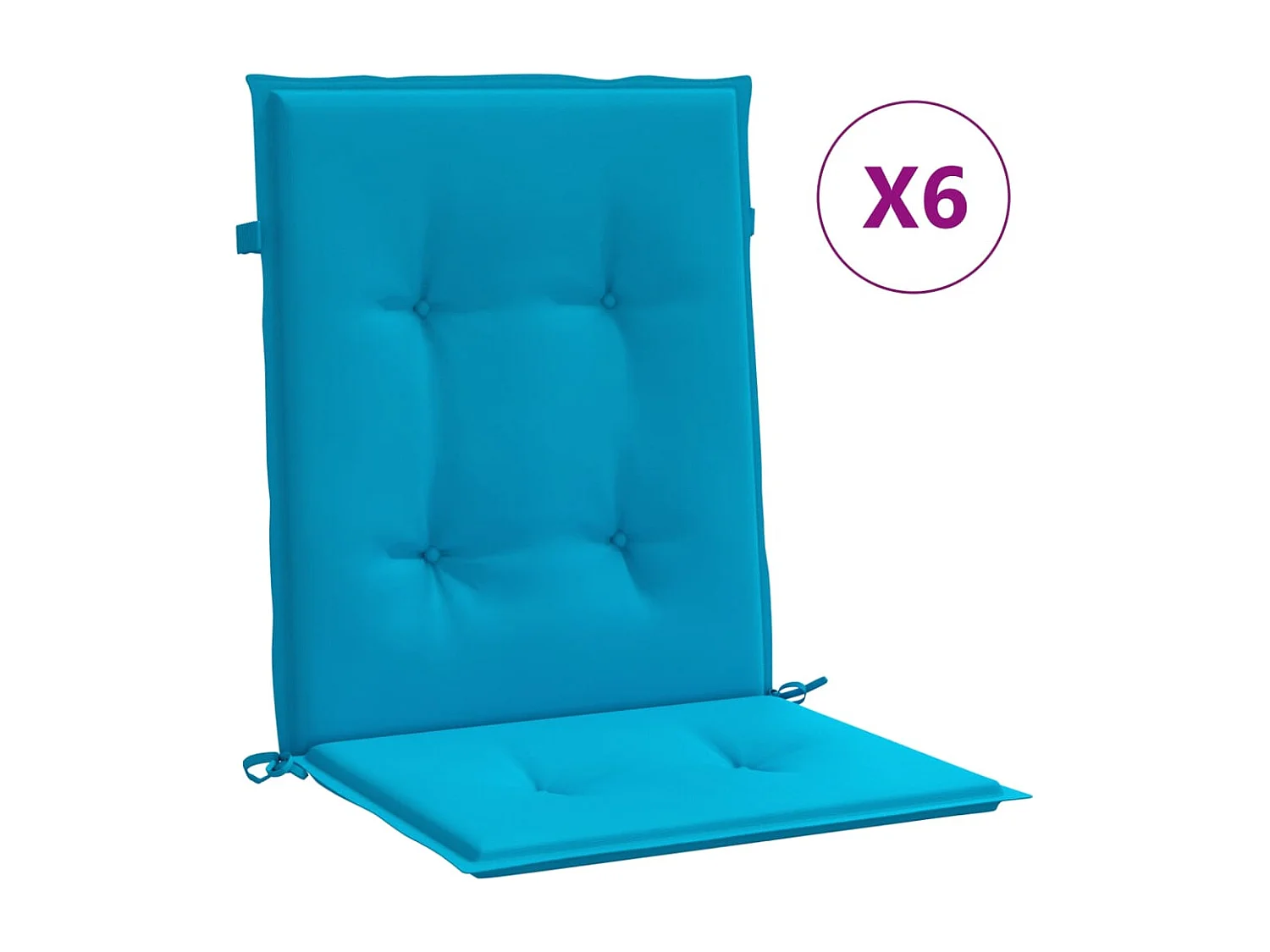 Coussins de chaise de jardin à dossier bas lot de 6 bleu