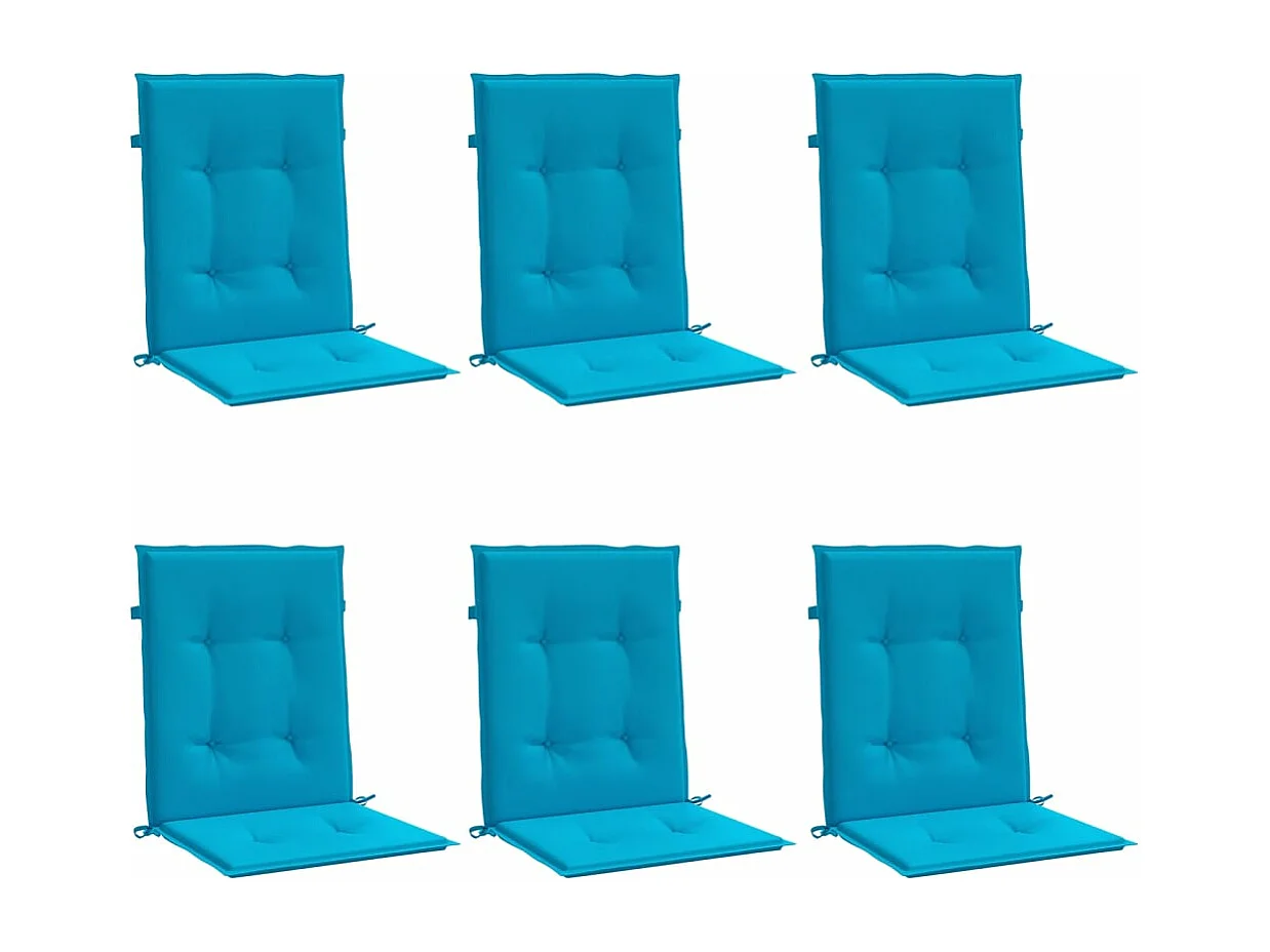 Coussins de chaise de jardin à dossier bas lot de 6 bleu